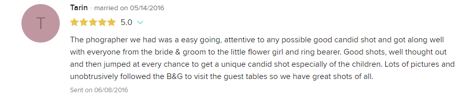 Tarin and Bryan's Review on WeddingWire