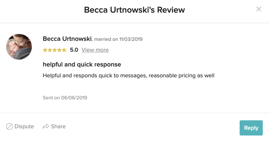 Becca's Review on WeddingWire