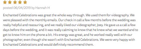 Hannah and William's Review on The Knot