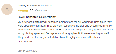 Ashley and Anand's Review on WeddingWire