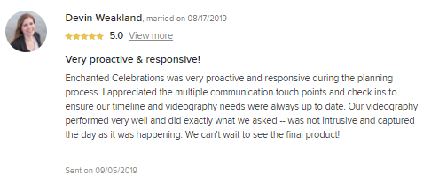 Devin and Matt's Review on WeddingWire