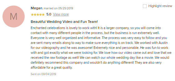 Megan and Luke's Review on WeddingWire