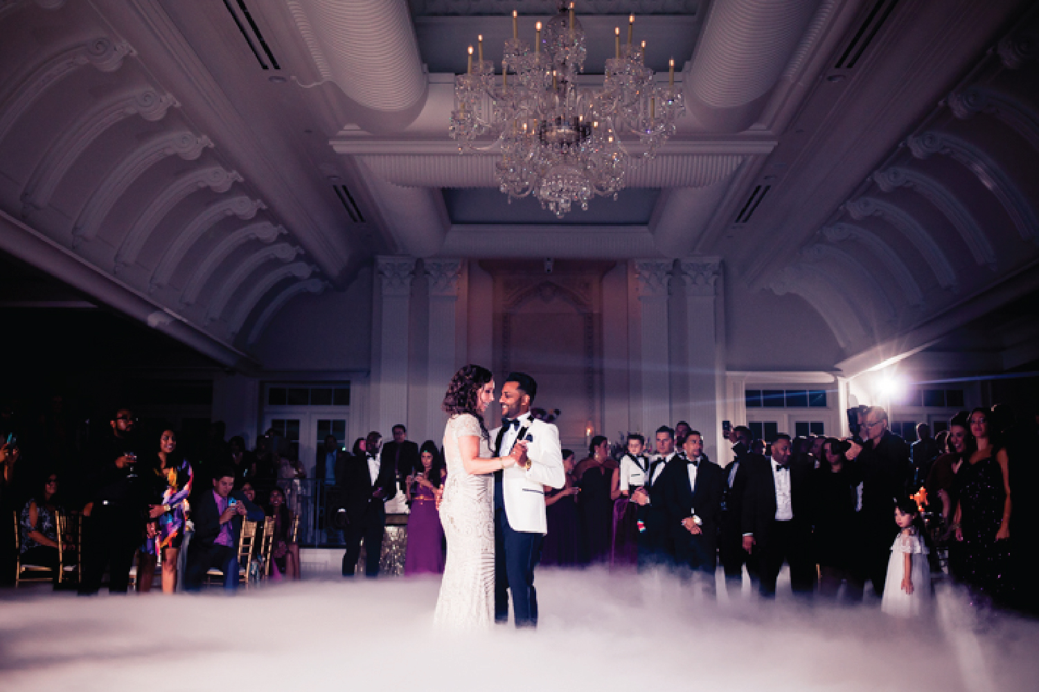 Bride and groom dancing
