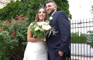 Smiling newlyweds at Clarks Landing Delran wedding
