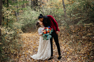 Kissing couple at romantic wedding venues NJ