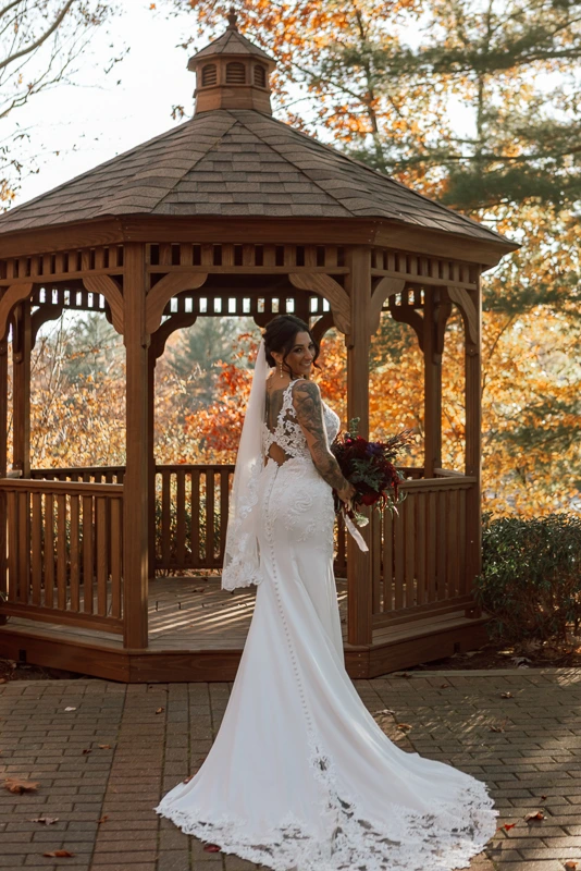 A Quiet Moment by the Gazebo The Pavilion on Crystal Lake wedding photos