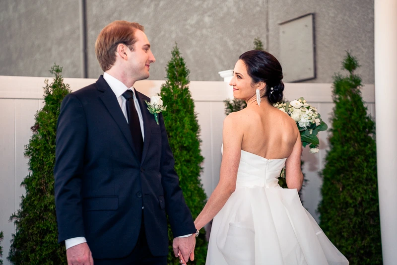 Newlyweds looking at each other at The Westwood wedding photos