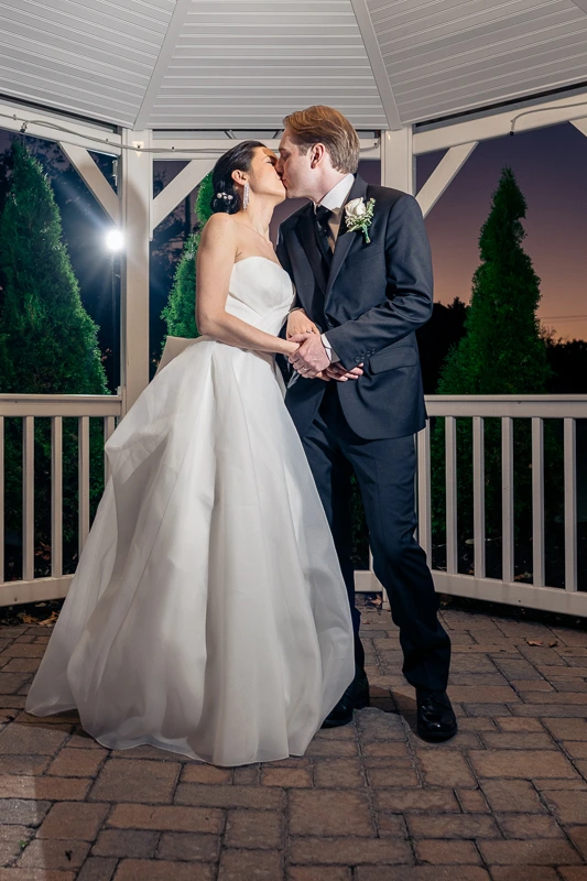 The Gazebo Kiss at Night The Westwood wedding photos