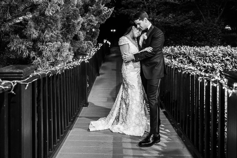 A Bridge under the Stars at The English Manor in Ocean wedding photos