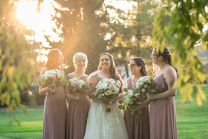 Bride with her bridesmaids at Northampton Valley Country Club Wedding Photos