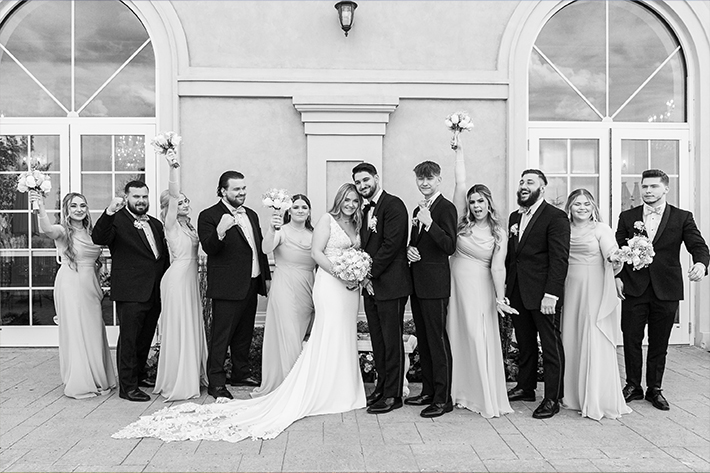 Newlyweds with their bridal party Aria Banquets CT Wedding Photos and Videos