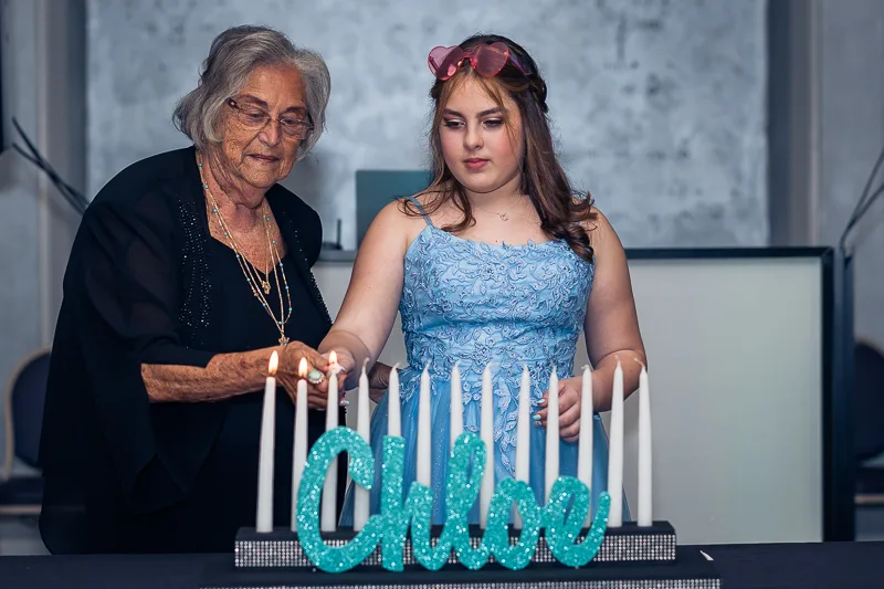 Chloe's bat mitzvah photography - candle lighting