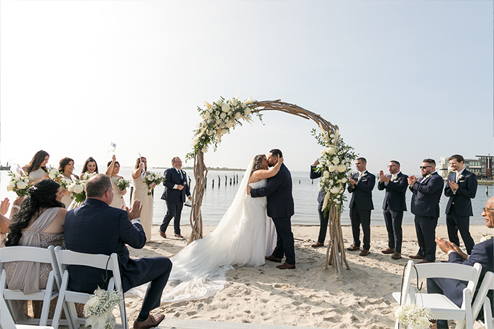 ceremony at brant beach yacht club wedding photos